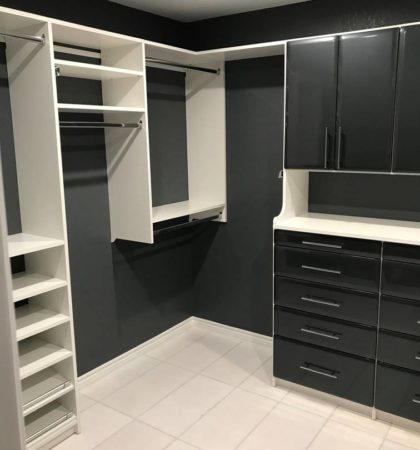 White and High Gloss Walk-In Closet