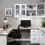 side view of desk office with multiple accessories