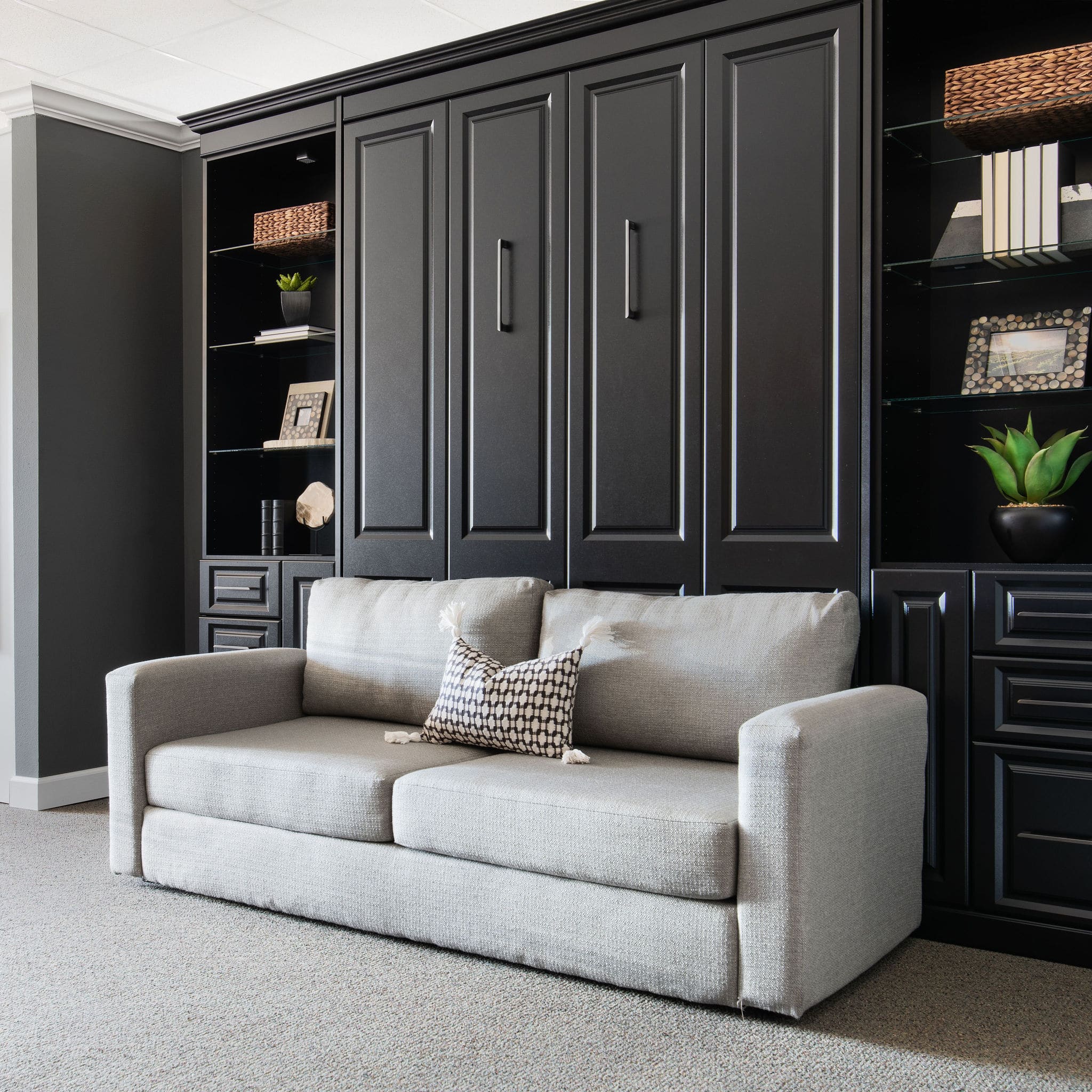 A sofa panel bed solution offers additional seating during the day and a place to sleep at night. Visit our Murphy bed San Antonio showroom to learn more.