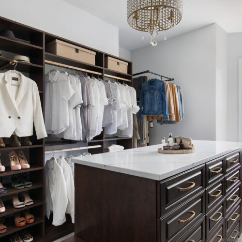 Custom closet with island and lots of storage