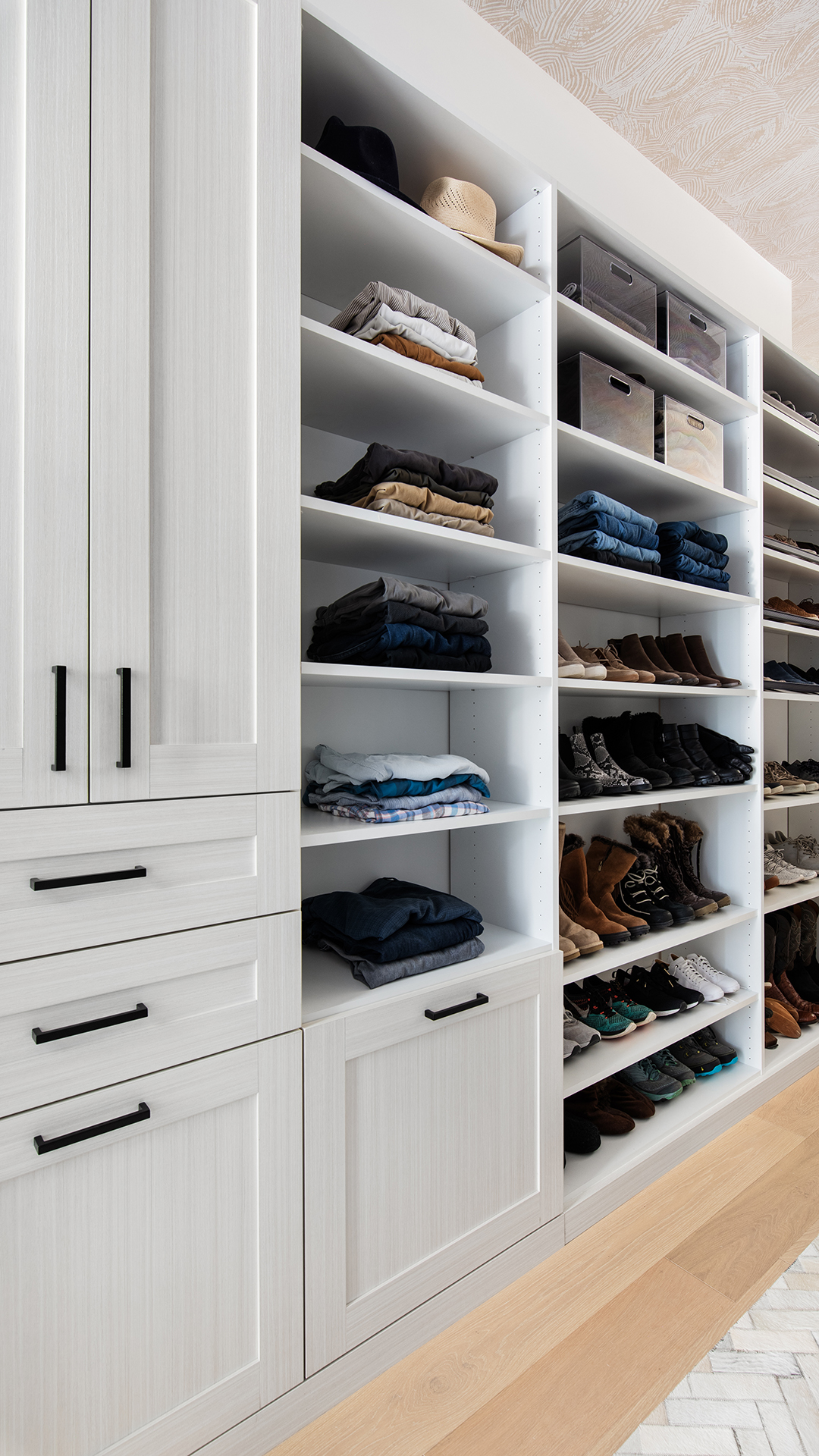 Our custom closet designs are flexible, functional, and stylish, creating a unique space in your home. Choose from accessories and features that heighten the look and functionality, individualized just for you. Include lighting, mirrors, dresser drawers and hampers to fully outfit your space. Discover versatile solutions for your home today!