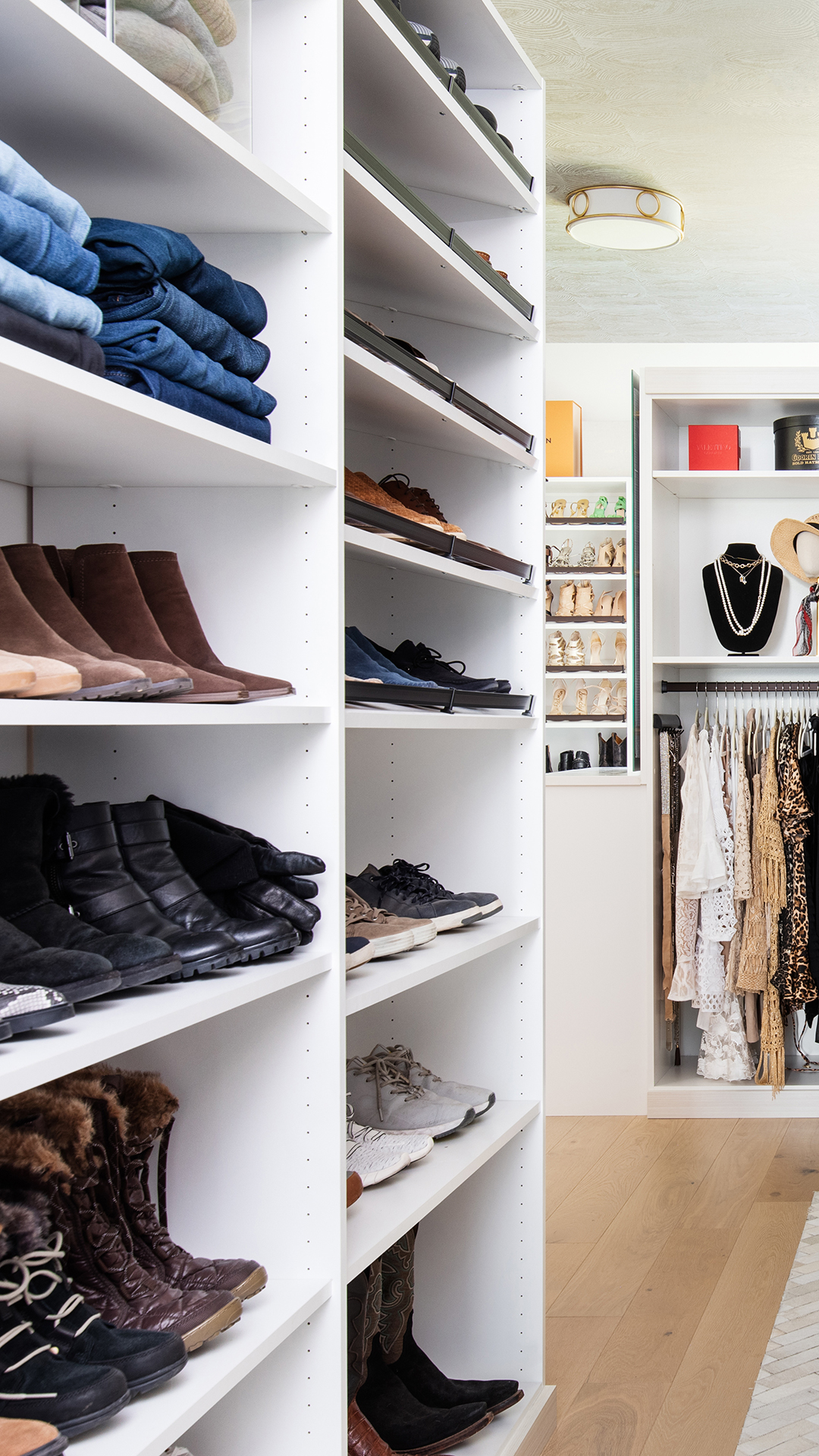 Our custom closet designs are flexible, functional, and stylish, creating a unique space in your home. Choose from accessories and features that heighten the look and functionality, individualized just for you. Include lighting, mirrors, dresser drawers and hampers to fully outfit your space. Discover versatile solutions for your home today!